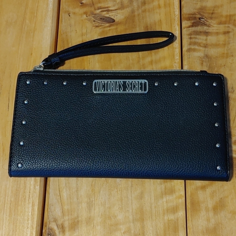 🌻Victoria's Secret Black Studded Wallet Wristlet/Clutch